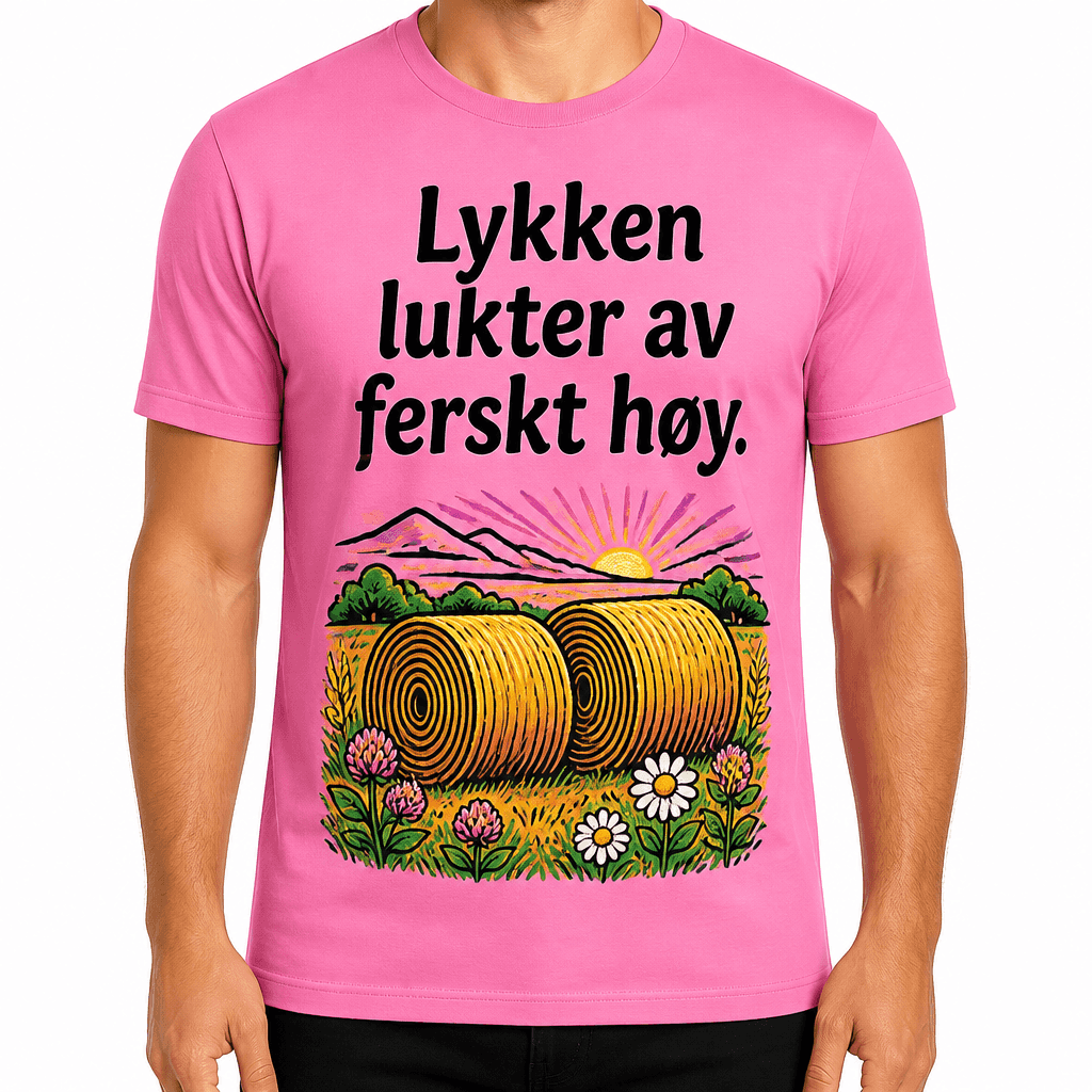 Bonde-T-skjorte – Lykken lukter av ferskt høy.