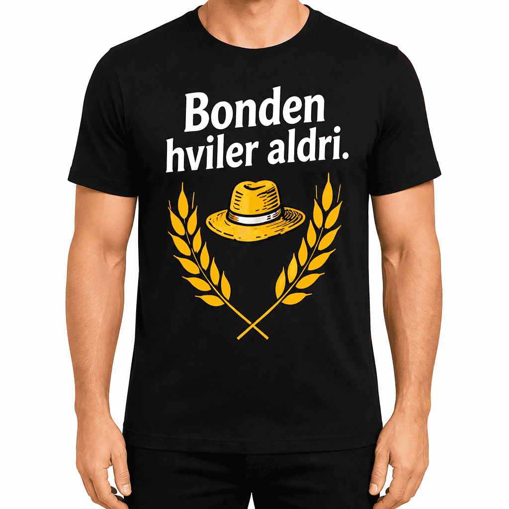 Bonde-T-skjorte – Bonden hviler aldri.
