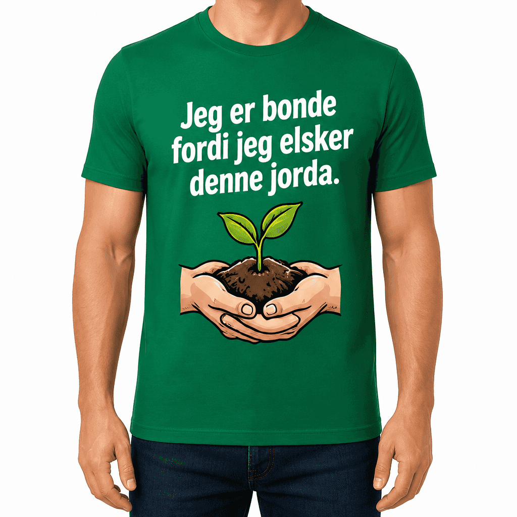 Bonde-T-skjorte – Jeg er bonde fordi jeg elsker denne jorda.
