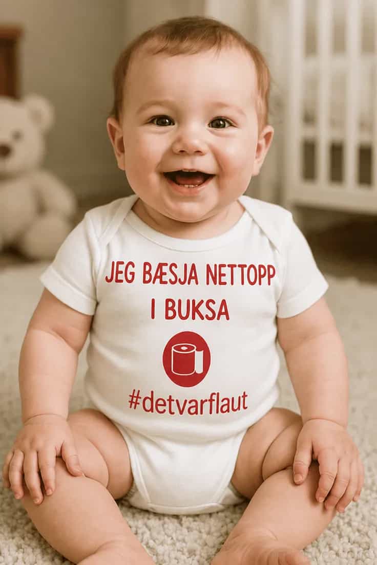 Baby-body Bæsja i buksa – JEG BÆSJA NETTOPP