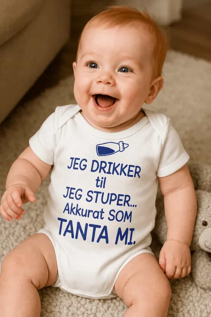 Baby-body Drikker til jeg stuper med ønsket navn