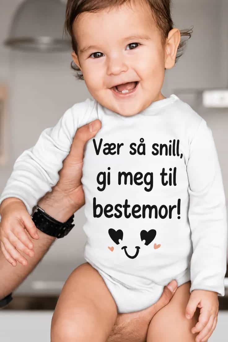Baby-body Gi meg til bestemor med ønsket navn