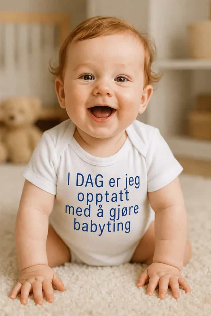 Baby-body Opptatt med babyting – rosa tekst