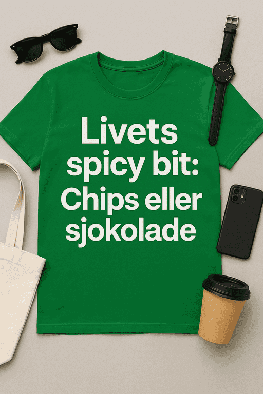 Livets Spicy Bit T-skjorte – Chips eller Sjokolade?