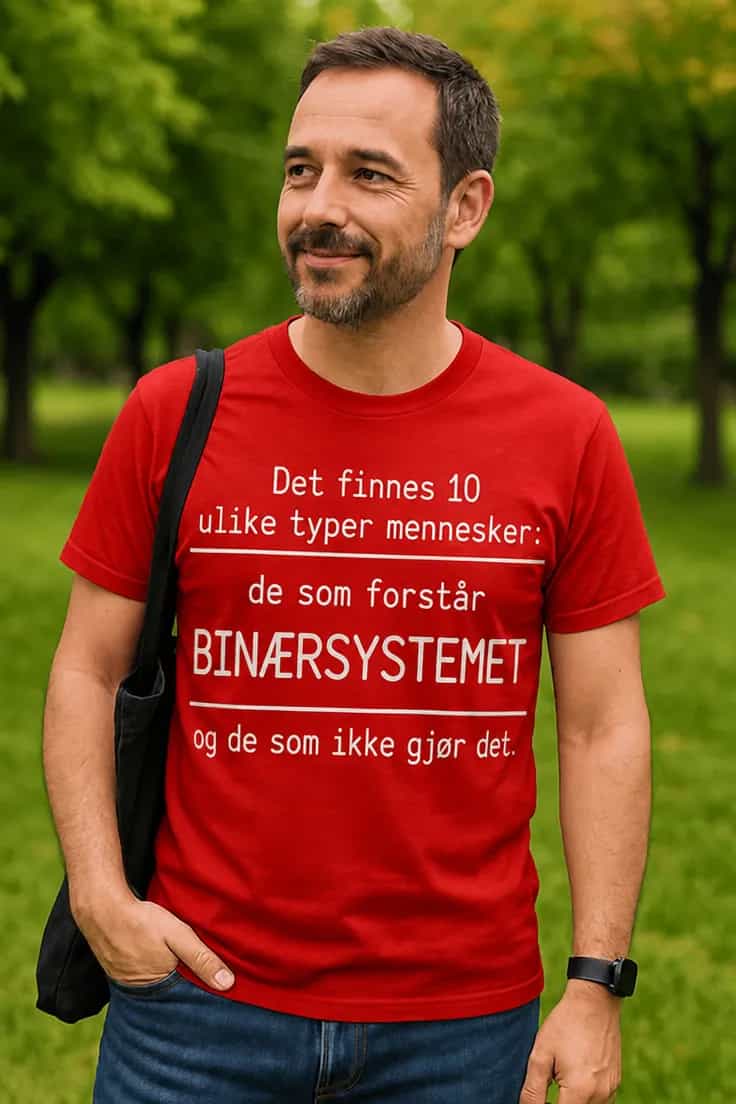 Morsom t-skjorte Binært system – Det finnes 10