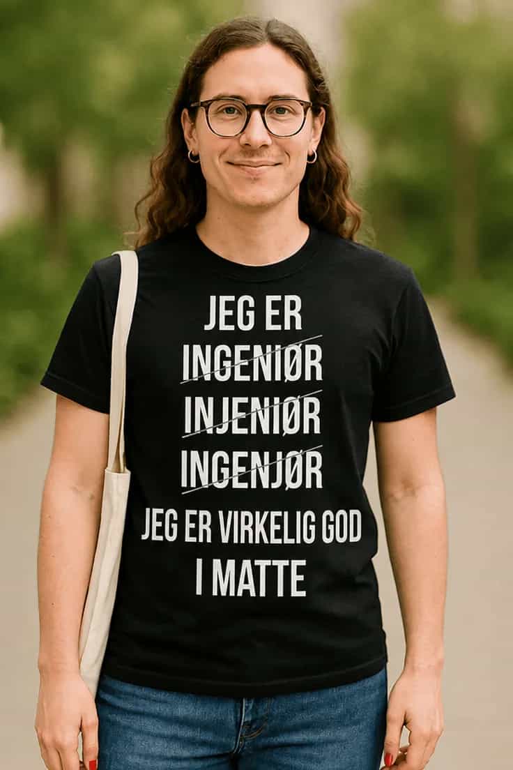 Morsom t-skjorte God i matte – JEG ER