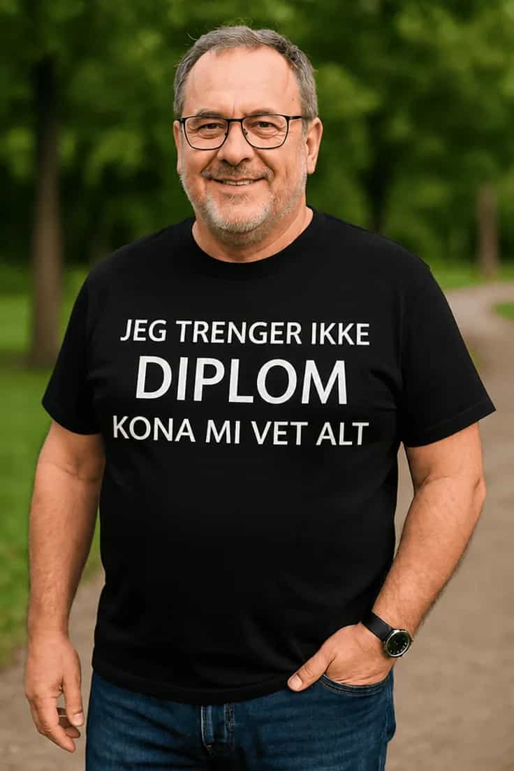 Morsom t-skjorte Kona vet alt