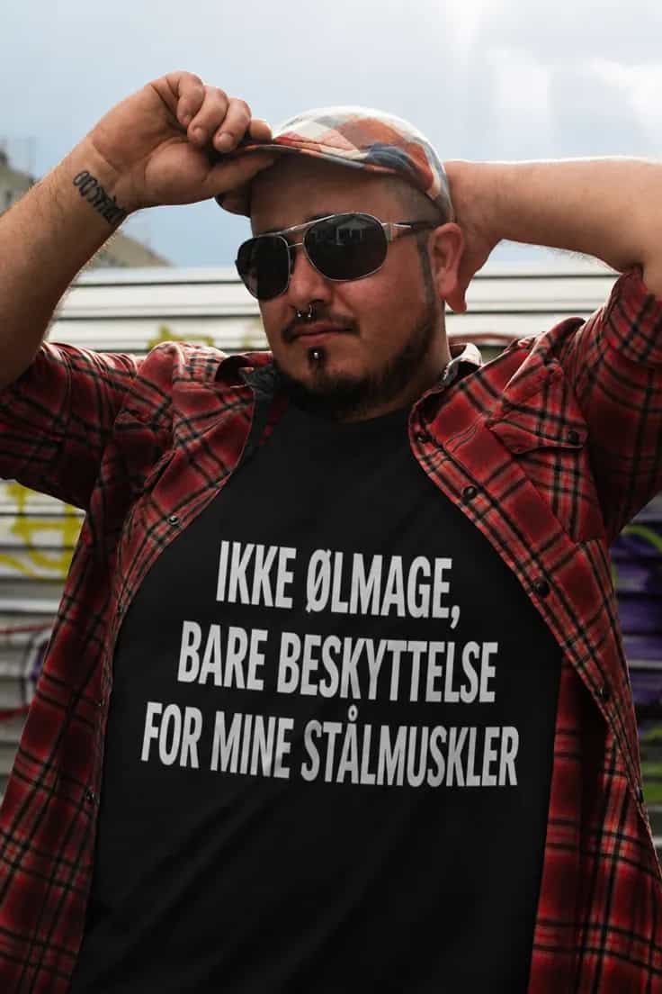 Morsom t-skjorte Stålmuskler – IKKE ØLMAGE,