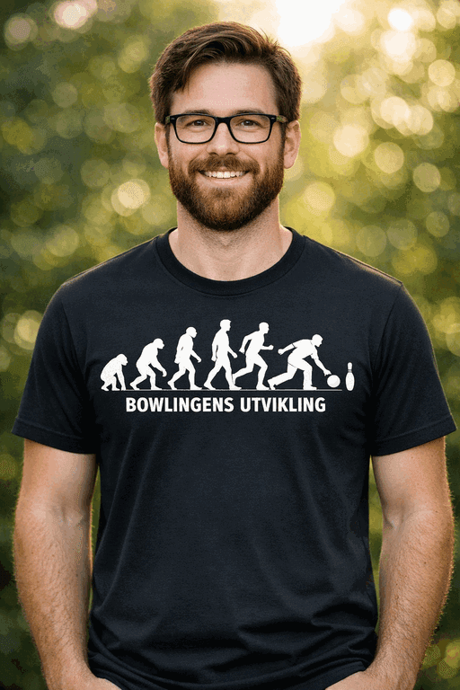 Morsom t-skjorte: Bowlingens utvikling