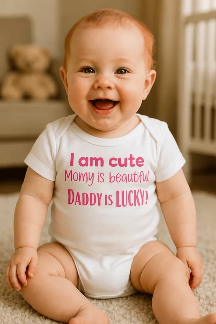 Baby-body Jeg er søt – I am cute Momy is beautiful