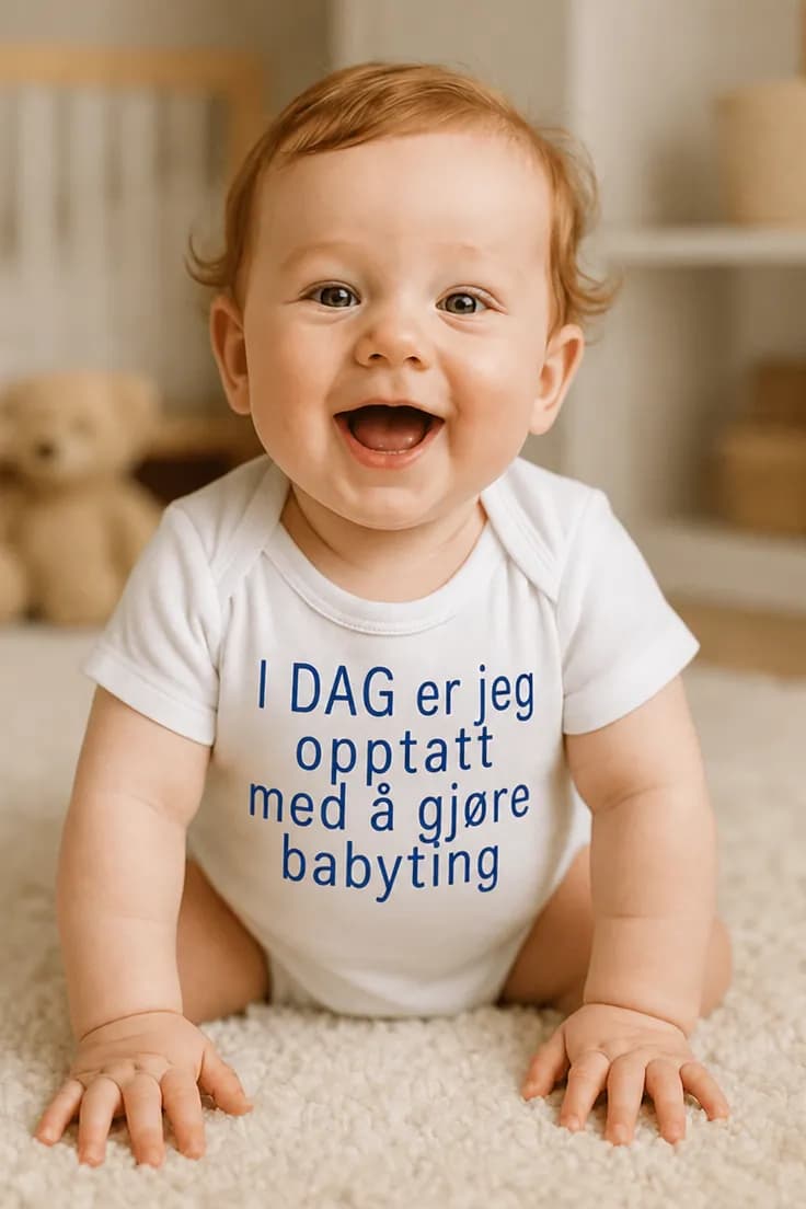 Baby-body Opptatt med babyting – rosa tekst