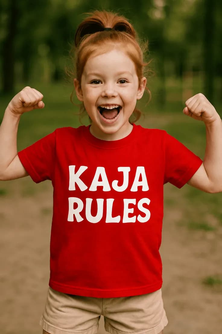 Barne t-skjorte Rules med navn – KAJA RULES