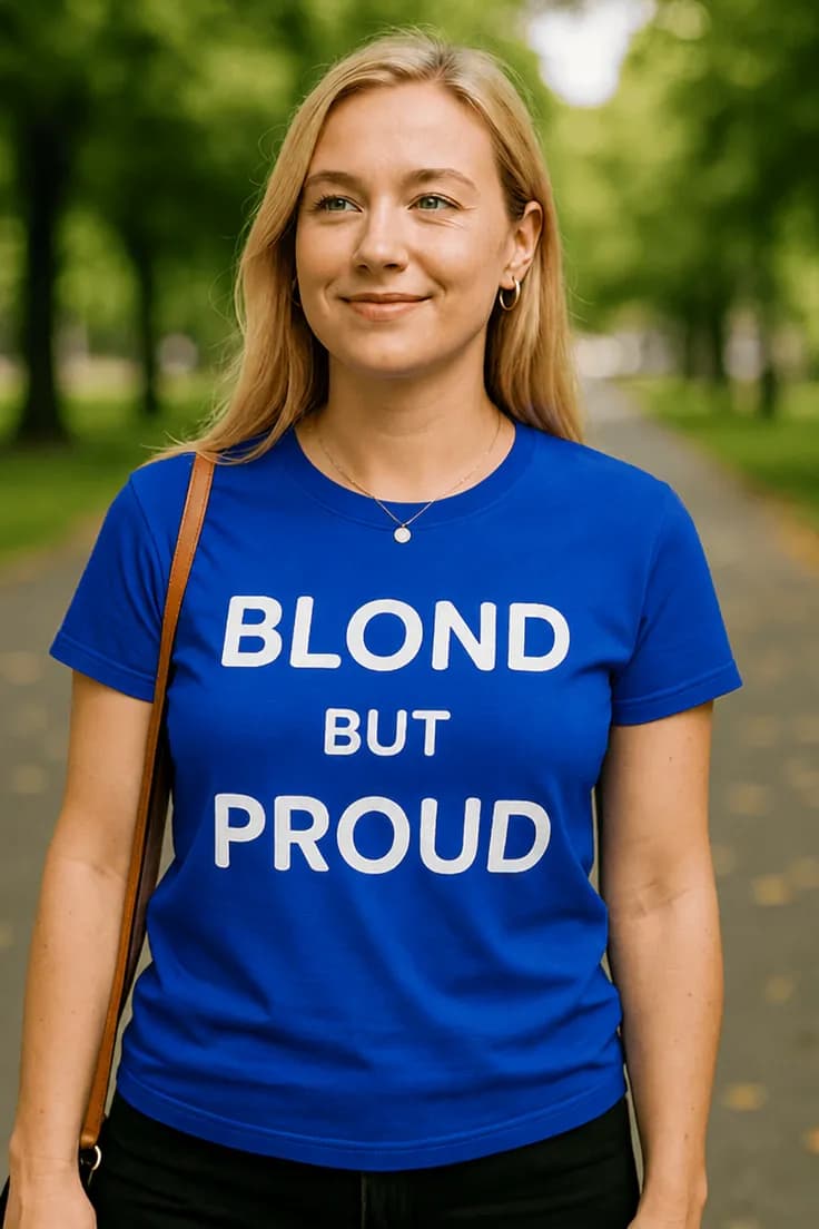 Morsom t-skjorte Blond og stolt