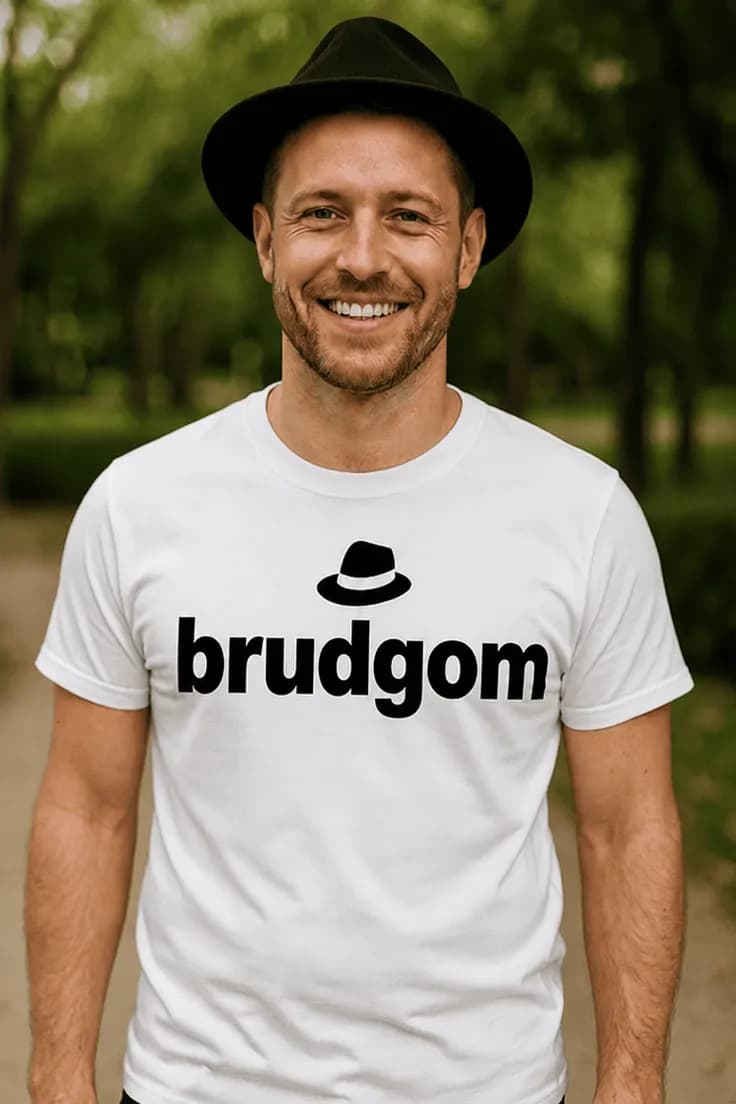 Morsom t-skjorte Brudgom med hatt – brudgom