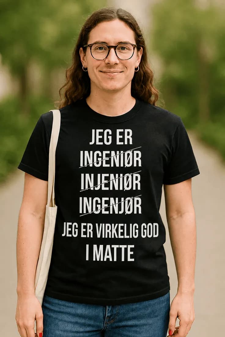 Morsom t-skjorte God i matte – JEG ER