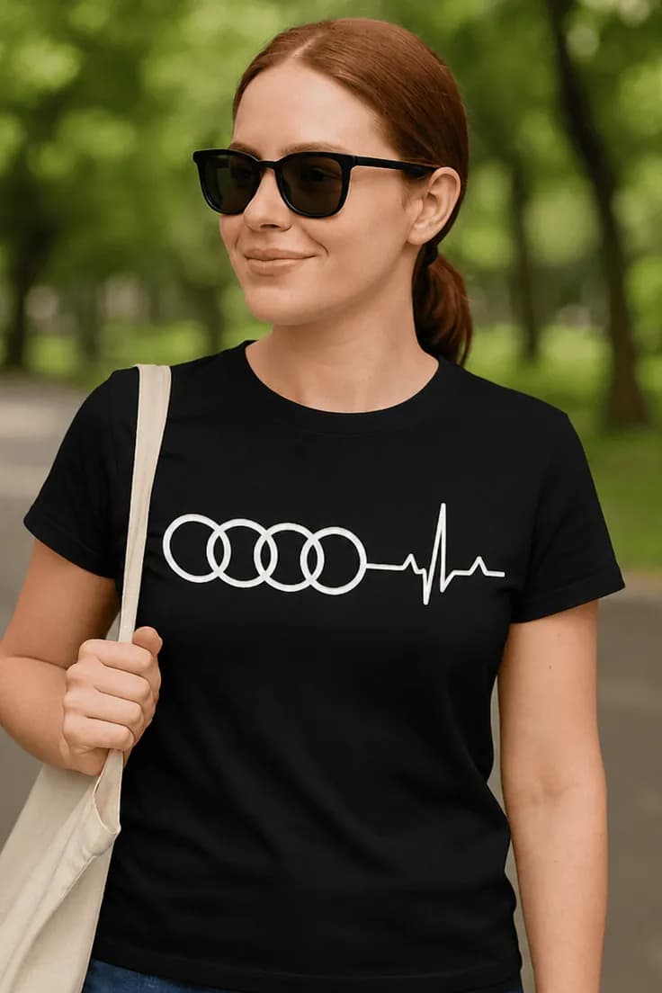 Morsom t-skjorte I love Audi med ønsket bilmerke