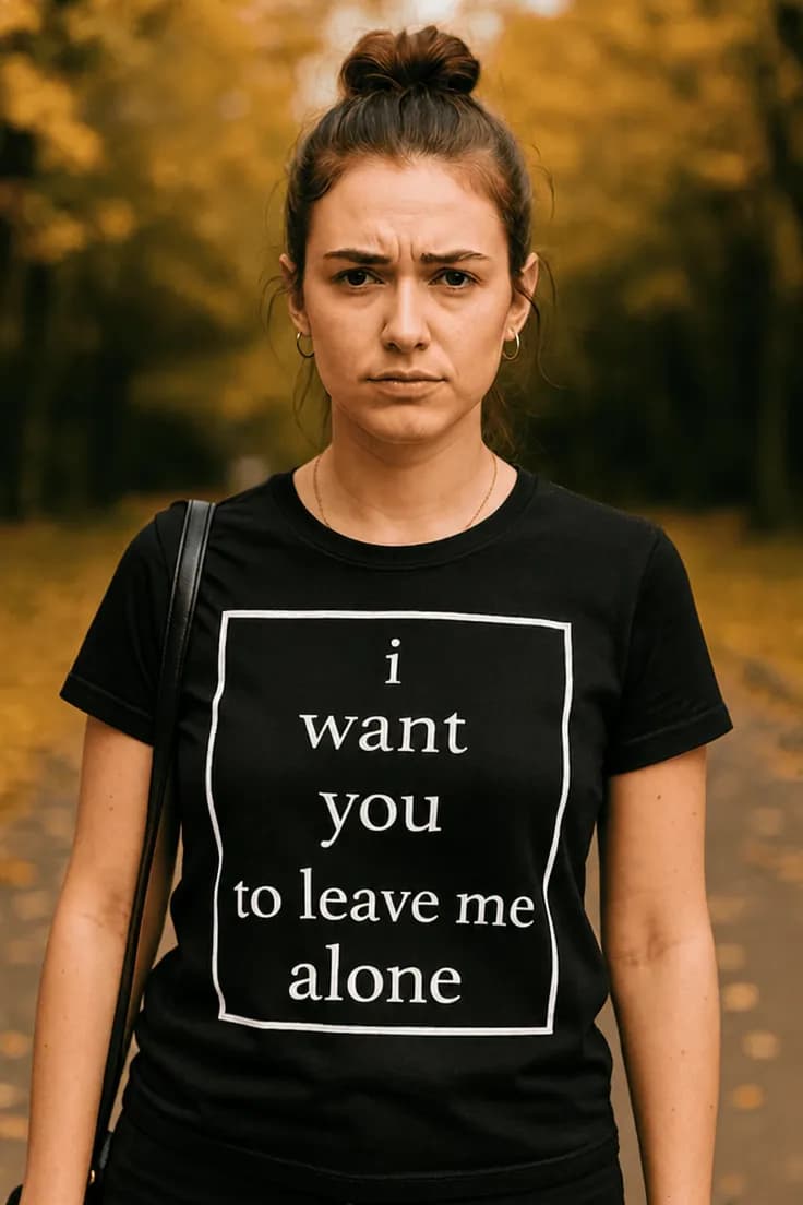 Morsom t-skjorte La meg være i fred - i want you t