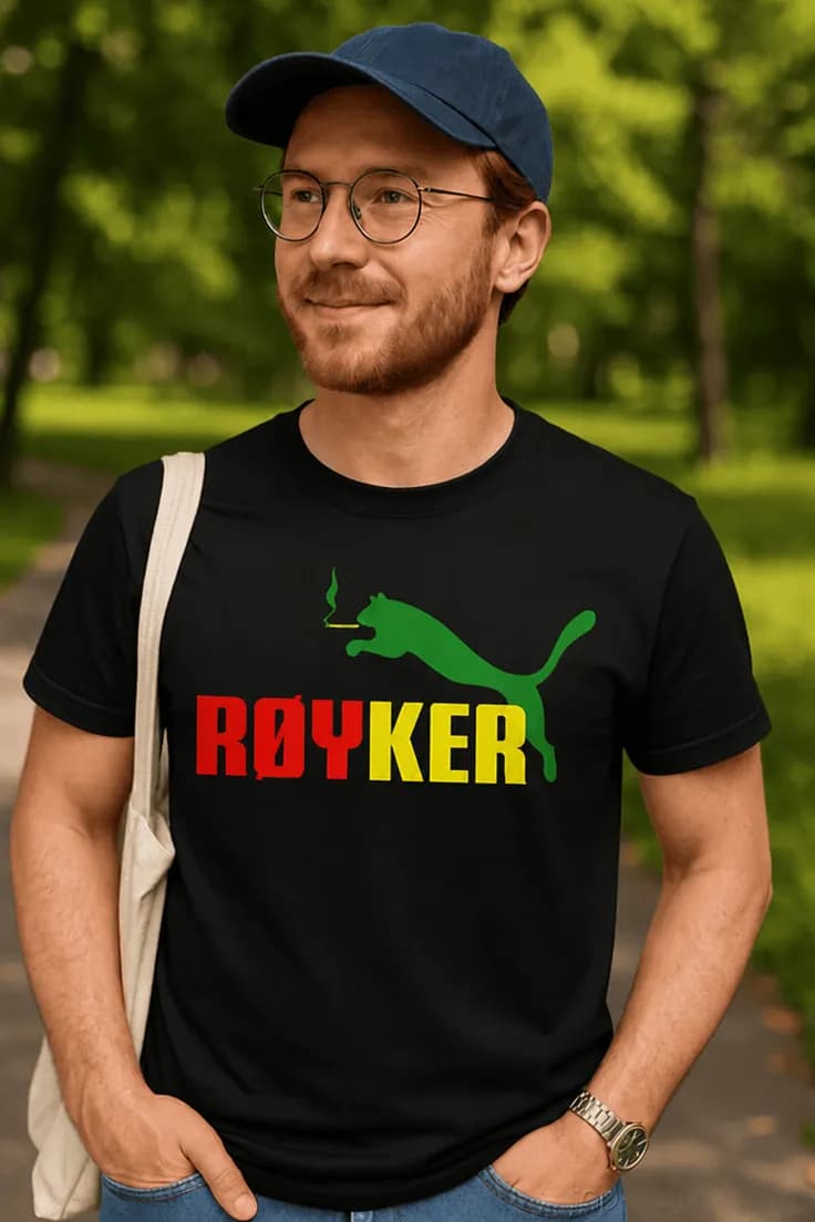 Morsom t-skjorte Rasta røyker – RØYKER