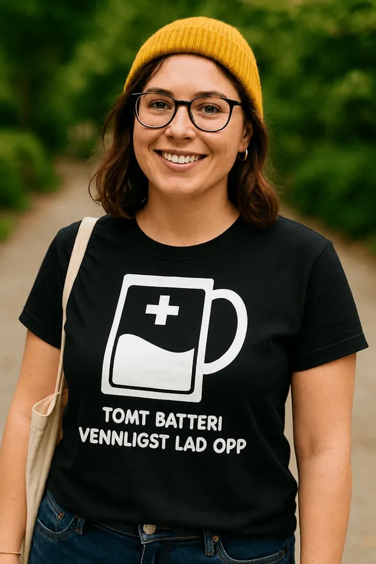 Morsom t-skjorte Tomt batteri – TOMT BATTERI
