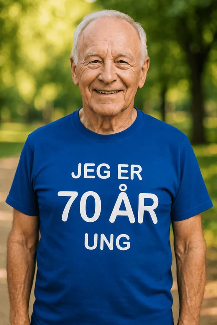 Morsom t-skjorte Ung i 70 år