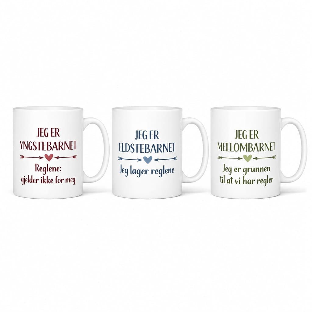 Morsomt krus 3 barn - JEG ER ELDSTEBARNET