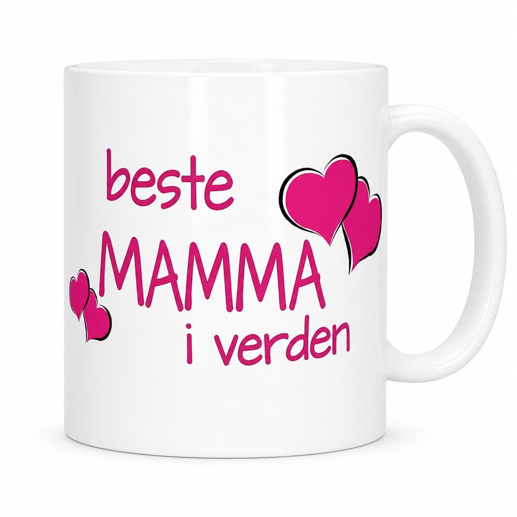 Krus Beste mamma i verden med Ăžnsket tekst