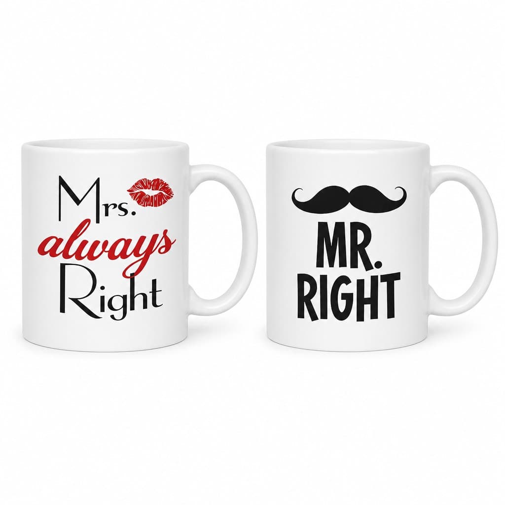 Morsomt krus Mr og Mrs Right – MR. Mrs. always Right RIGHT