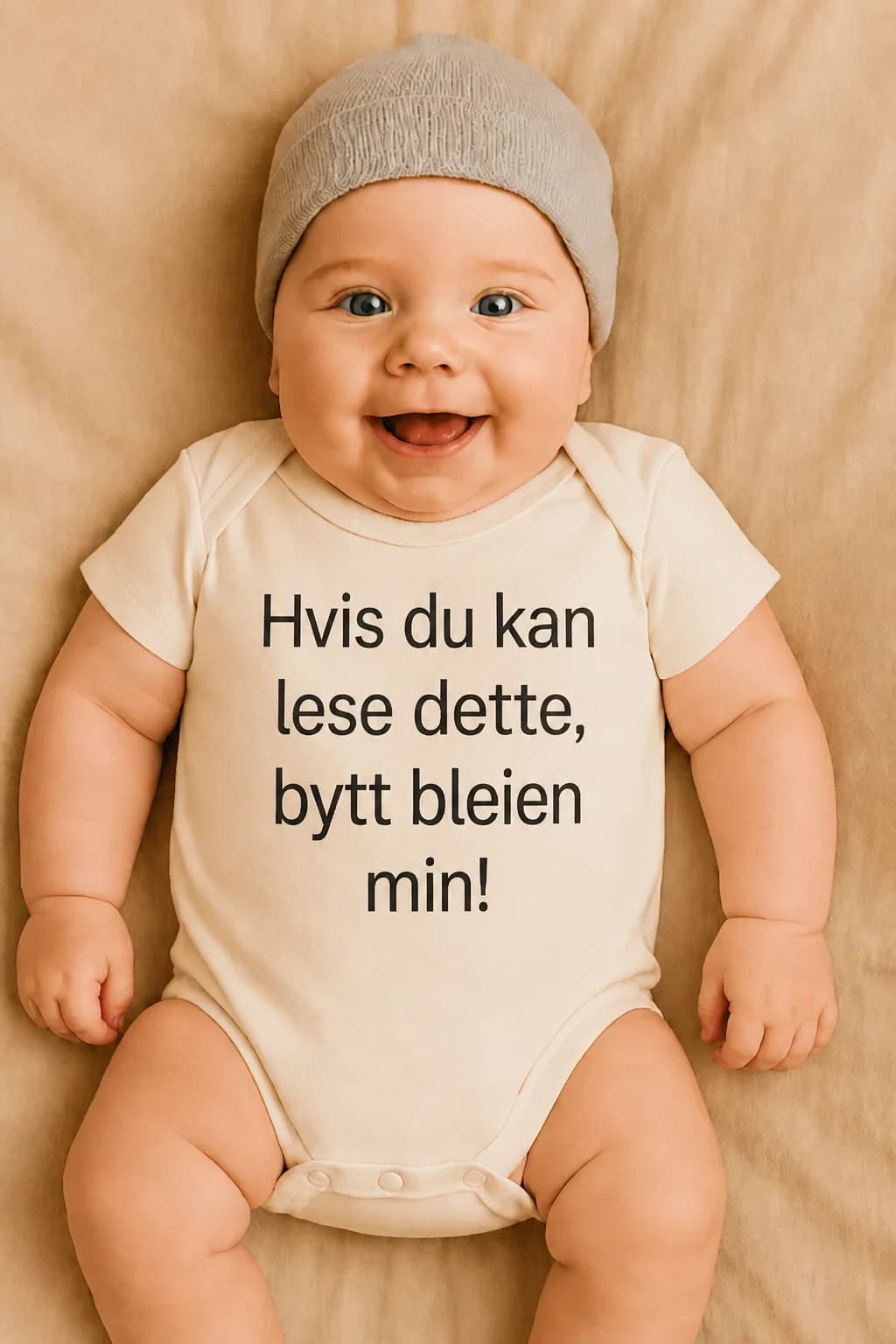 Babybody «Hvis du kan lese dette, bytt bleien»