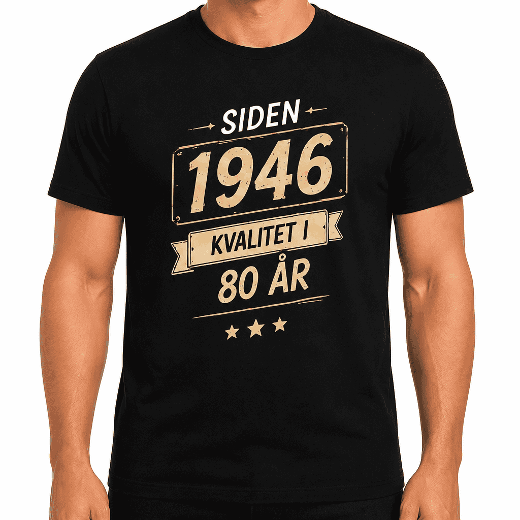 T-skjorte til 80-årsdag – Siden 1946 kvalitet i 80 år