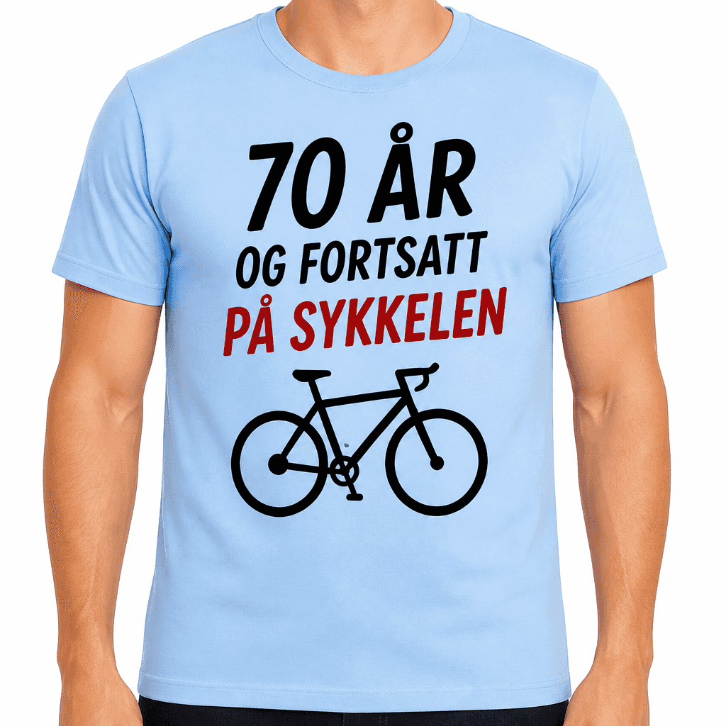 T-skjorte til 70-årsdag – 70 år og fortsatt på sykkelen