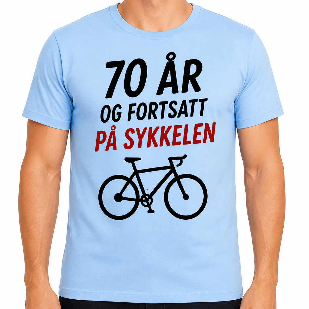 T-skjorte til 70-årsdag – 70 år og fortsatt på sykkelen