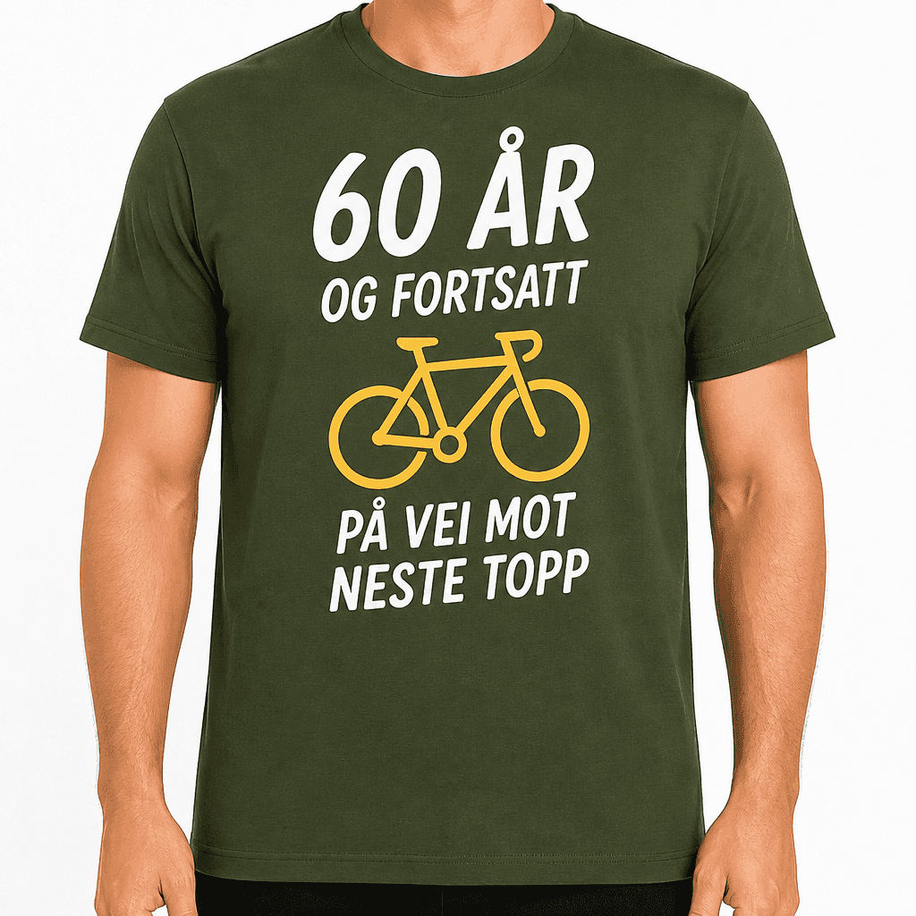 T-skjorte til 60-årsdag – 60 år og fortsatt på vei mot neste topp