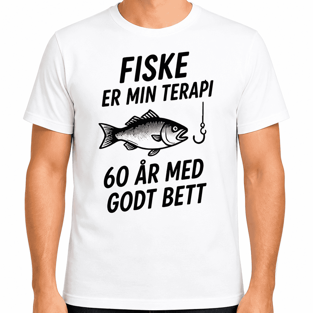 T-skjorte til 60-årsdag – Fiske er min terapi 60 år med godt bett
