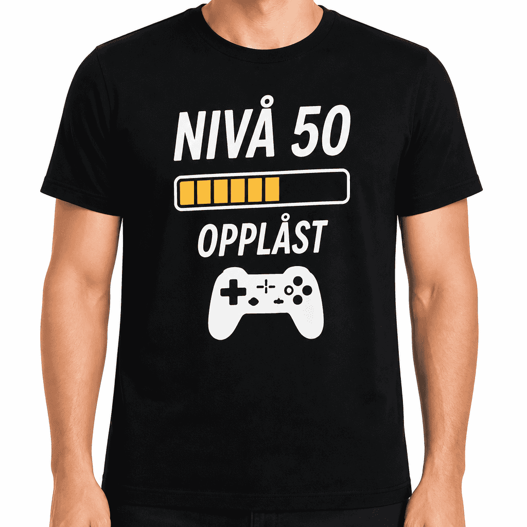 T-skjorte til 50-årsdag – Nivå 50 opplåst