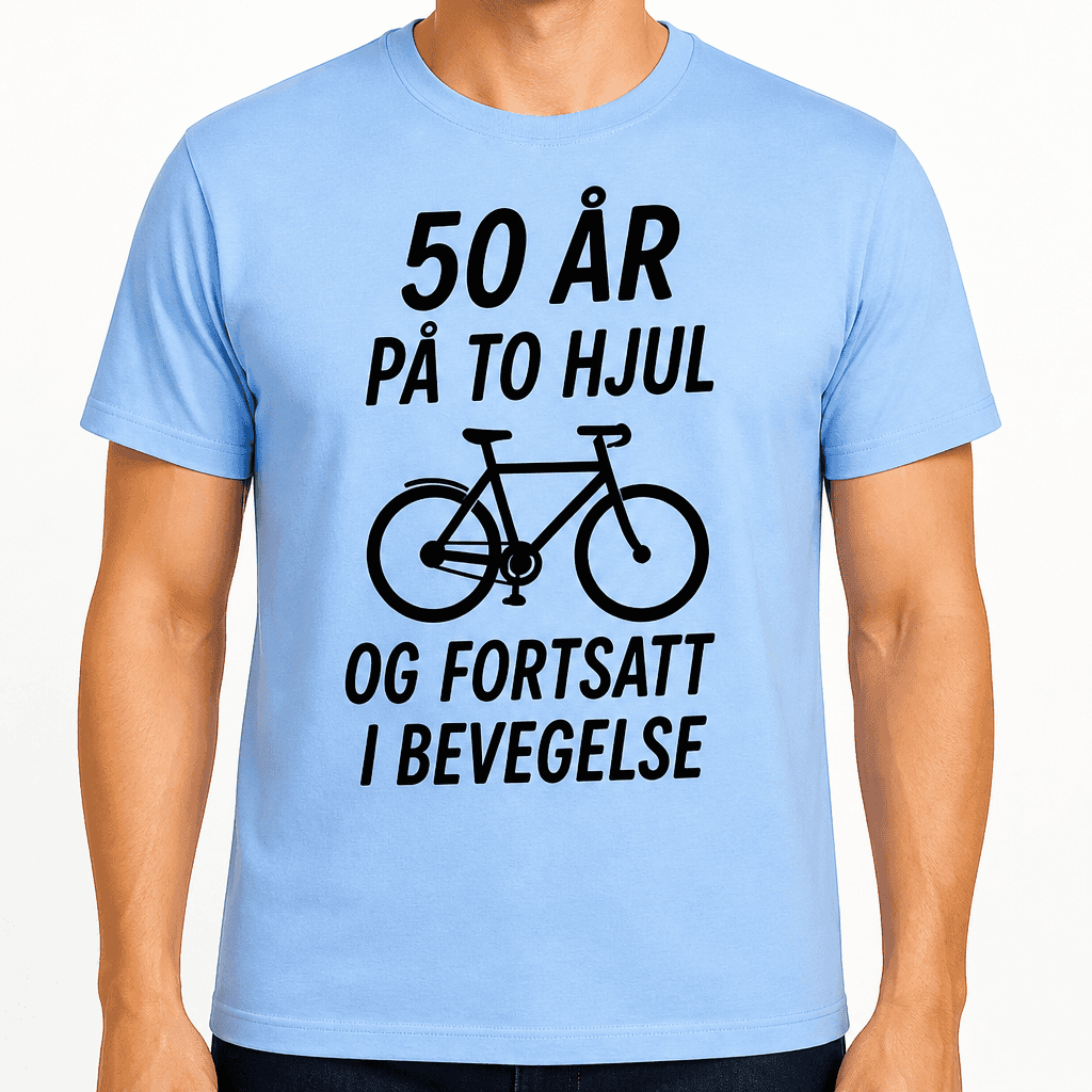 T-skjorte til 50-årsdag – 50 år på to hjul og fortsatt i bevegelse