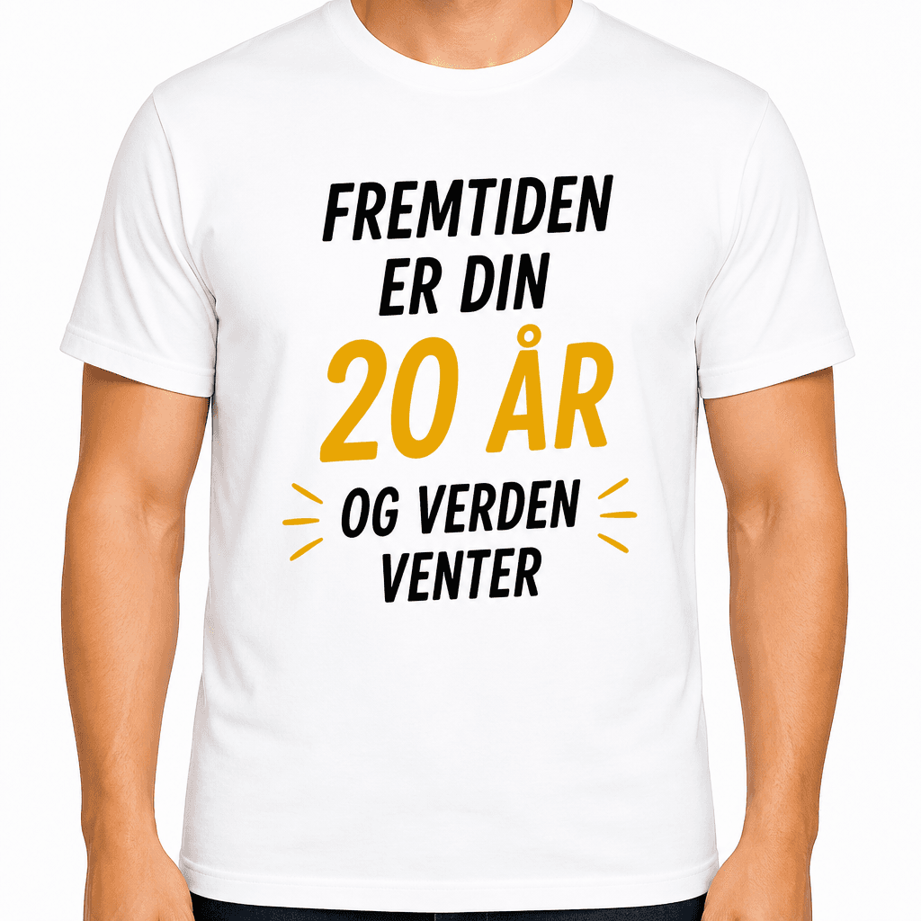 T-skjorte til 20-årsdag – Fremtiden er din 20 år og verden venter