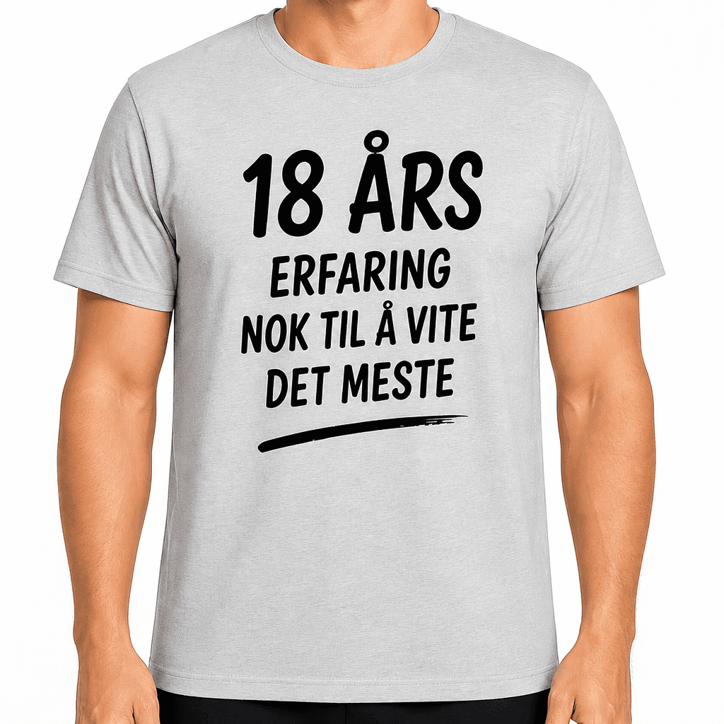 T-skjorte til 18-årsdag – 18 års erfaring nok til å vite det meste