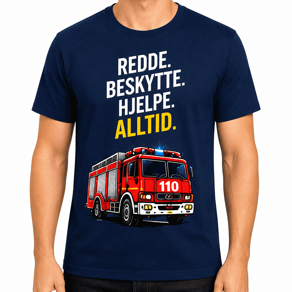 Brannmann T-skjorte â Redde. Beskytte. Hjelpe. Alltid.