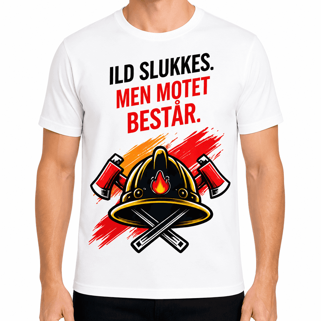 Brannmann T-skjorte â Ild slukkes. Men motet bestĂ„r.
