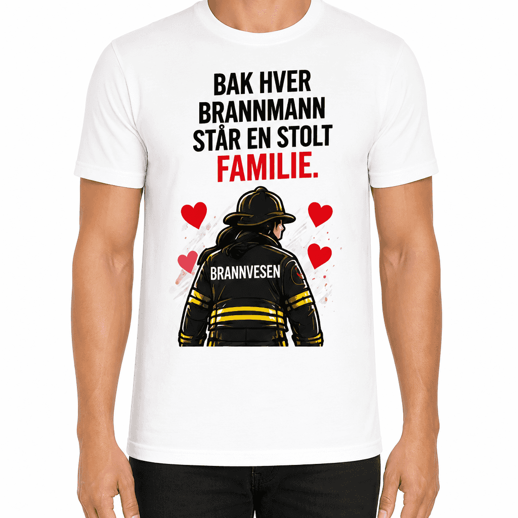 Brannmann T-skjorte â Bak hver brannmann stĂ„r en stolt familie.