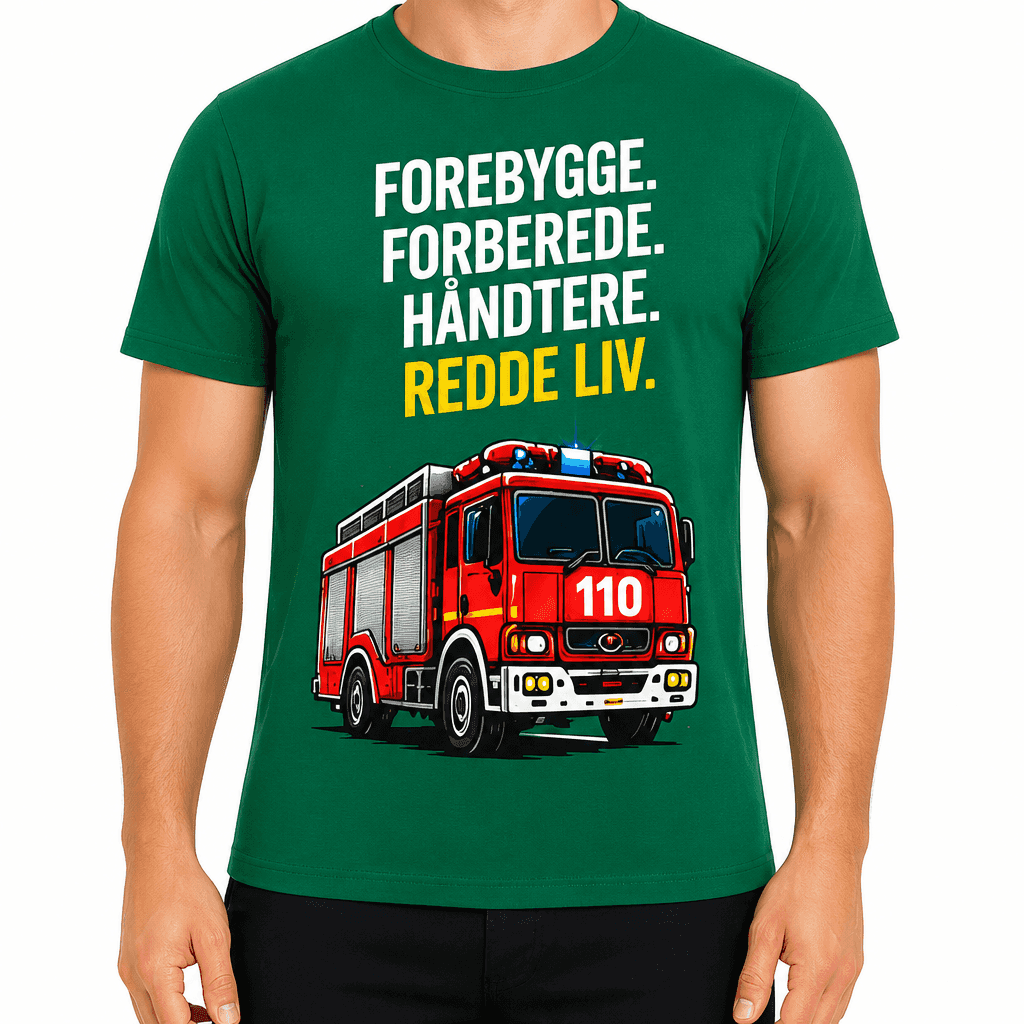 Brannmann T-skjorte â Forebygge. Forberede. HĂ„ndtere. Redde liv.