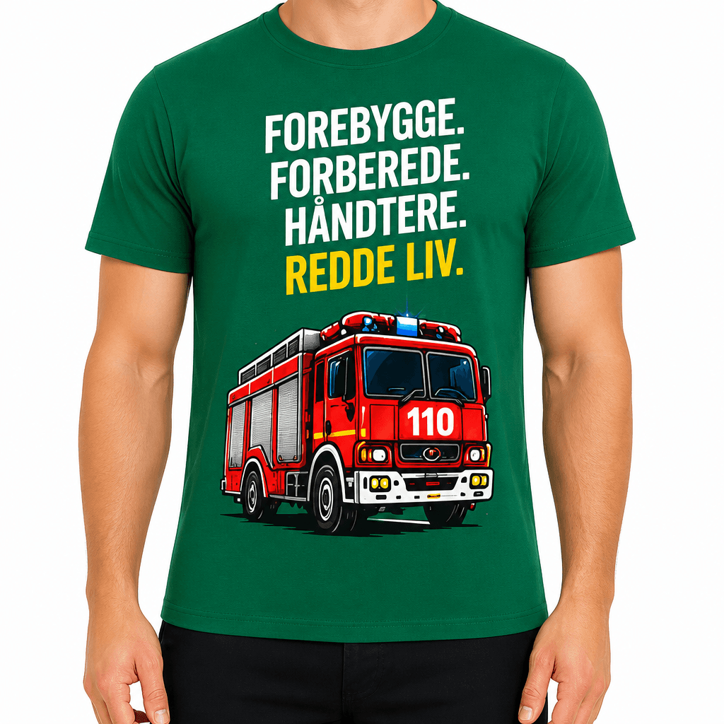 Brannmann T-skjorte – Forebygge. Forberede. Håndtere. Redde liv.