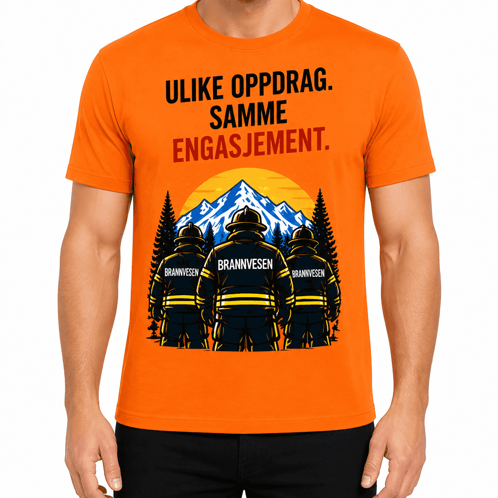 Brannmann T-skjorte â Ulike oppdrag. Samme engasjement.