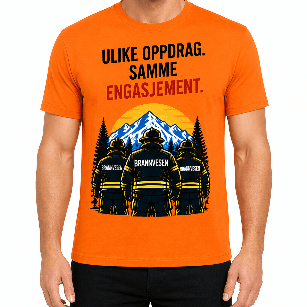 Brannmann T-skjorte – Ulike oppdrag. Samme engasjement.