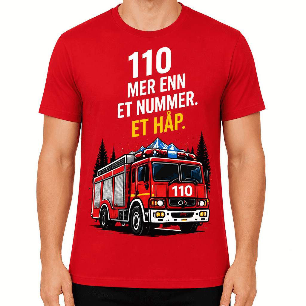 Brannmann T-skjorte â 110 mer enn et nummer. Et hĂ„p.