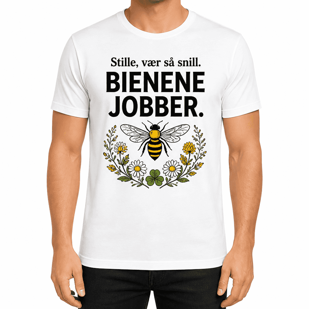 Birøkter-T-skjorte – Stille, vær så snill. Bienene jobber.