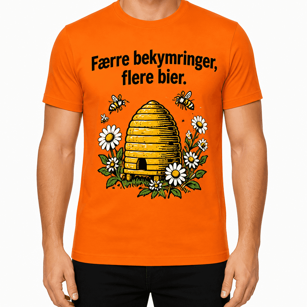 Birøkter-T-skjorte – Færre bekymringer, flere bier.