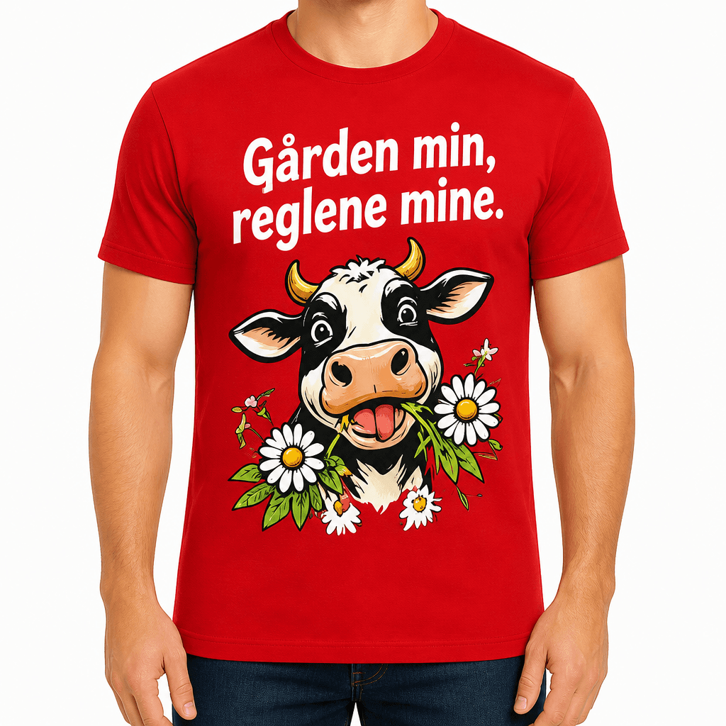 Bonde-T-skjorte – Gården min, reglene mine.