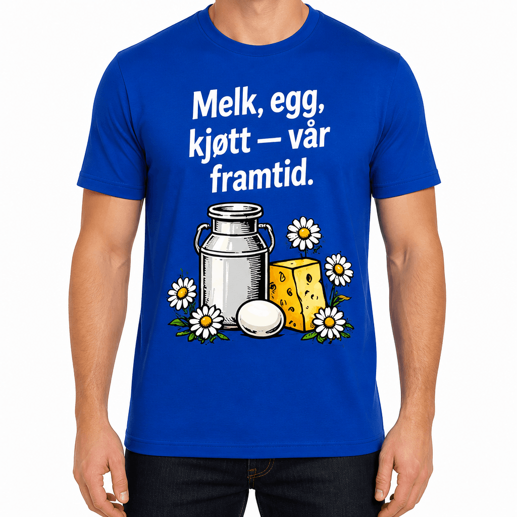 Bonde-T-skjorte – Melk, egg, kjøtt — vår framtid.