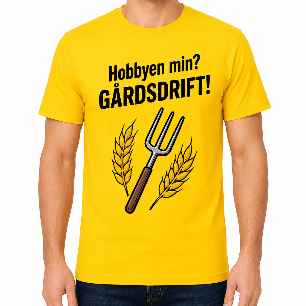 Bonde-T-skjorte – Hobbyen min? GÅRDSDRIFT!